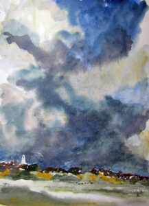 Distant Storm. Watercolour by Lesley Rumble