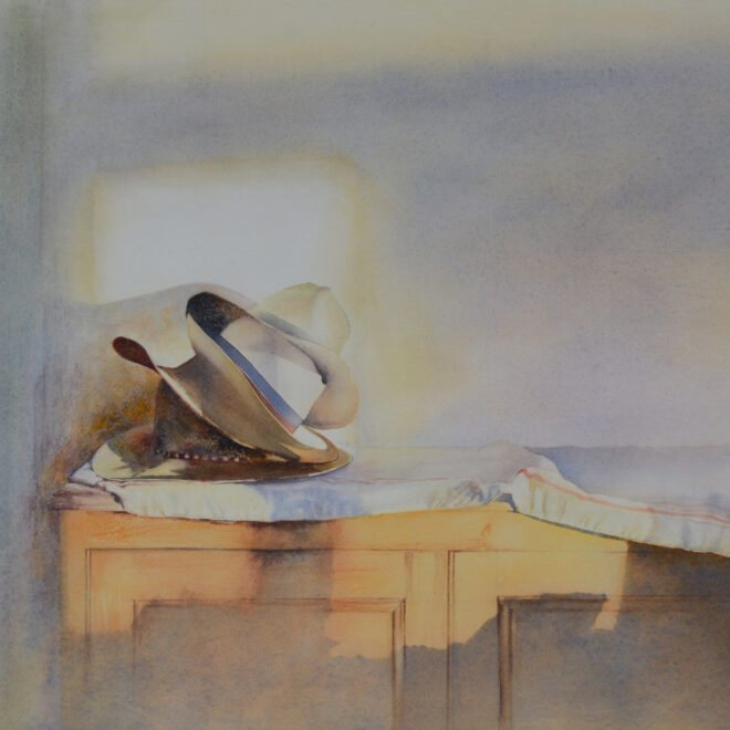 Hat attack. Watercolour by Alan Noyes