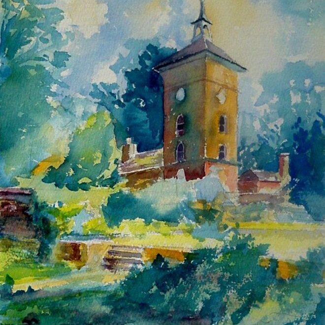 Clock Tower in Holywells Park by Charles Nightingale