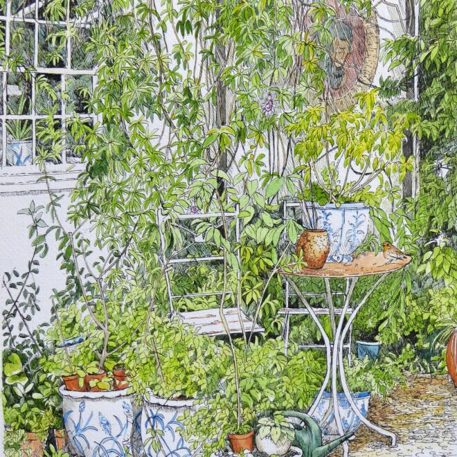 Blue and white pots by Fran Godwood