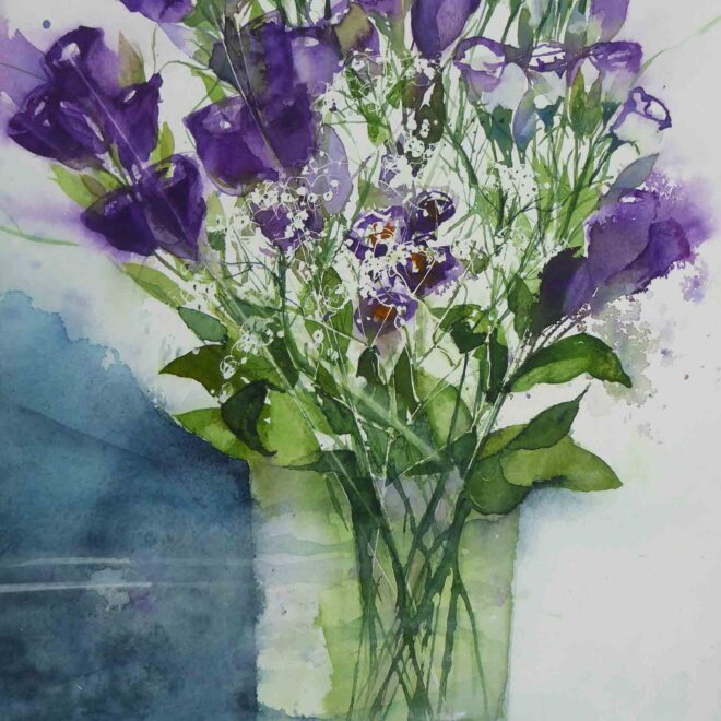 Lisianthus-and-Gypsophila--by-Carol-Whitehouse--SOLD
