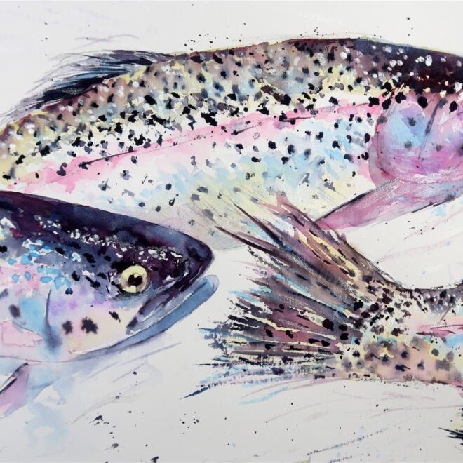 The Brush Award for a painting that displays brush expertise: Rainbow Trout by Chris Lockwood